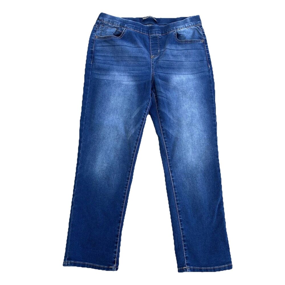 WallFlower Women's Large Blue Denim Jeans Jegging Pull On Stretch Comfort Waist